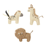Having a Wild Time Earth Friendly Cat Toy Set: zebra, giraffe, lion toys with catnip & textured brown accents.