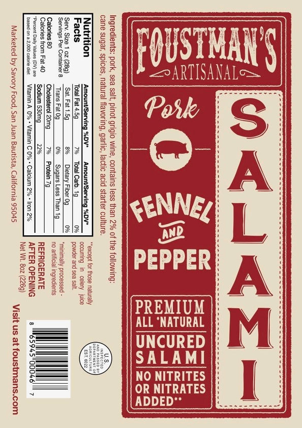 Foustman's Pork Fennel & Pepper Salami