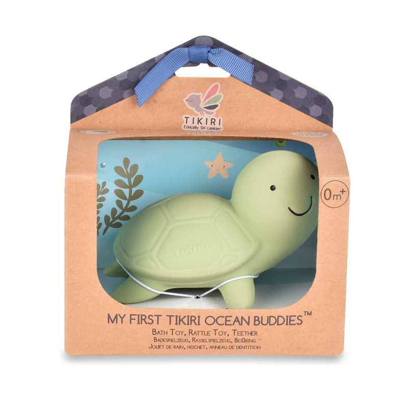 Turtle Organic Natural Rubber Rattle, Teether & Bath Toy