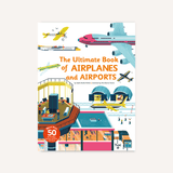 Book cover features airplanes, a terminal, and travelers; title: Ultimate Book of Airplanes and Airports.