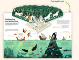 The Ultimate Book of Mythical Creatures is an interactive book with unicorn forests, underwater mermaids, and sailing ships.