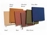 Set of 6 Square Linen Blank Notebooks in rich colors, each with a ribbon bookmark for organized note-taking.