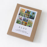 Aloe Images Boxed Note Cards: brown box with 9 Santa Barbara aloe designs, 8 blank cards & envelopes by Karin Shelton.