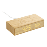 Custom Logo Bamboo Charging Desk Clock