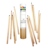 A set of 12 beechwood Colored Pencils - Set of 12 in a plastic-free cylindrical box labeled elseware.