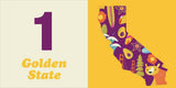 Count On California features a “Number 1 Golden State” text and a colorful California State icon