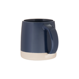 The Custom Logo Coronado Ceramic Mug 12 oz features a dark blue top, white base, and large handle—ideal for showcasing your logo in style. Shown against a plain white background.