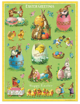 The actual puzzle, a Vintage Easter design with rabbits, chicks, eggs & flowers