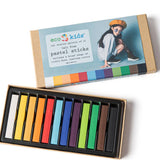 Eco Kids Pastel Sticks, set of 12 talc-free pastels, with a child's photo on the box.