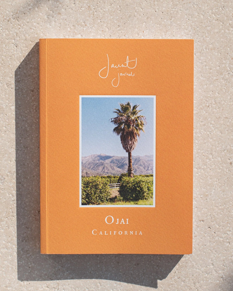 Ojai Guidebook by Jaunt Journals, a 160-page illustrated guide to Ojai featuring stories from eight local artisans and entrepreneurs, with an orange cover
