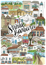 Santa Barbara Watercolor Postcard