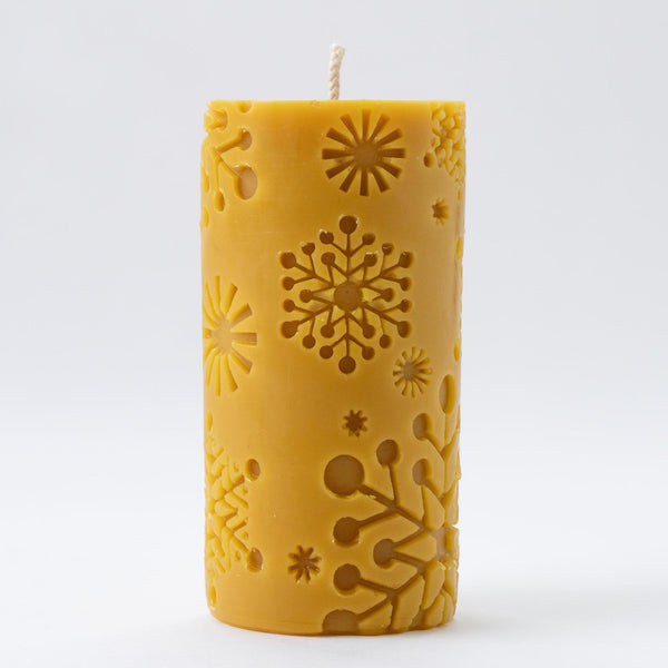 Snowflake Beeswax Candle Pillar