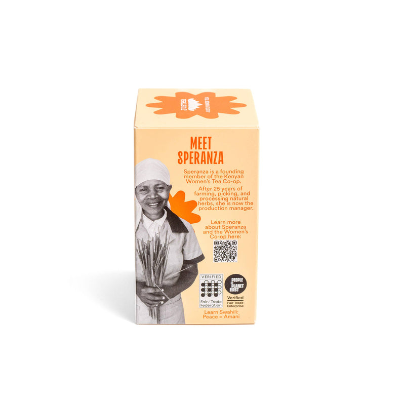 back of sunset chamomile tea packaging