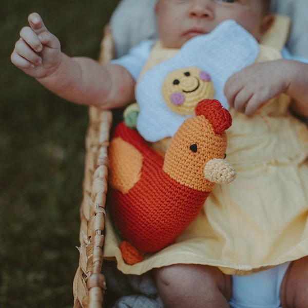 Plush Farm Animal - Red Rooster Rattle