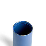 Pacific Blue Ceramic Coated Travel Mug with metallic rim, viewed from above on a white background.
