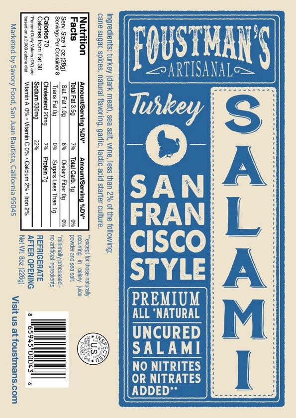 Foustman's Turkey San Francisco Style Salami