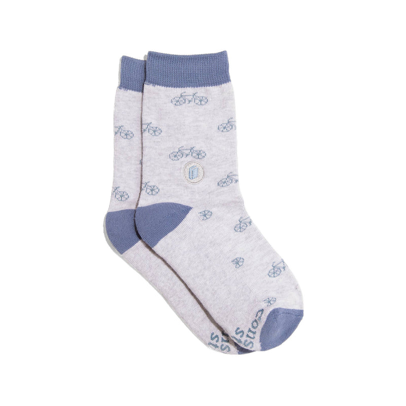 Kids Socks that Give Books - Gray Bicycles