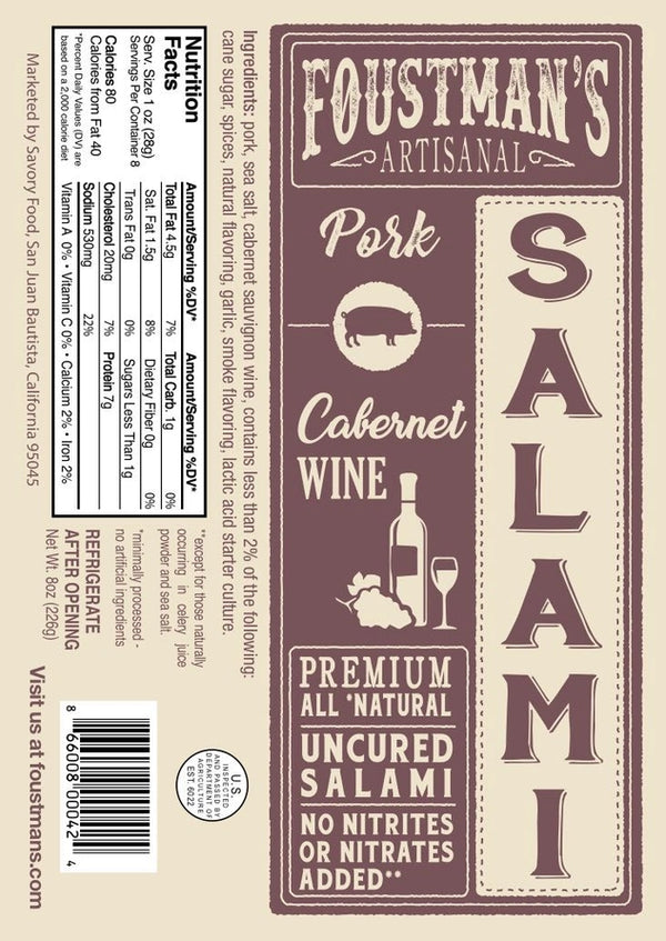 Foustman's Pork Cabernet Salami