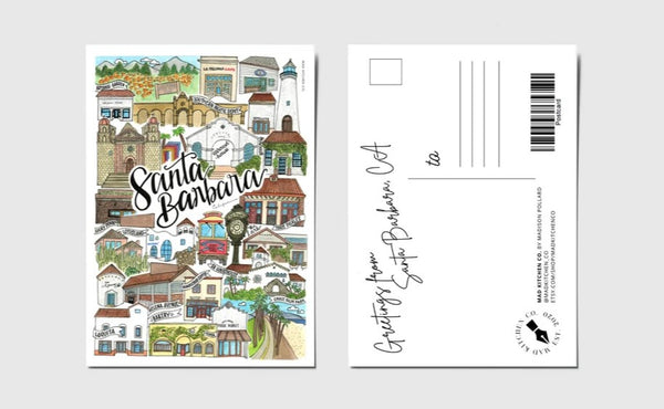 Santa Barbara Watercolor Postcard