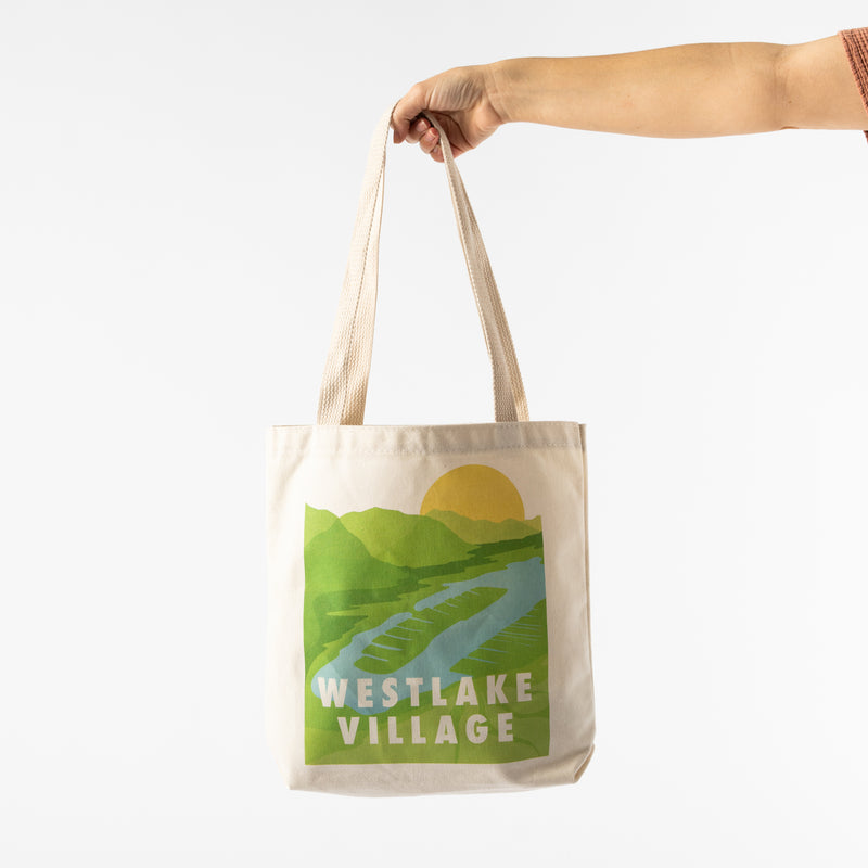 Westlake Village Tote, person holding it by handles