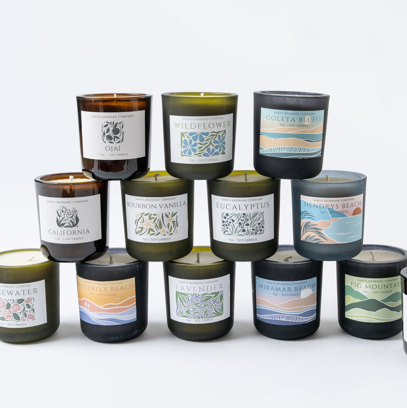 santa barbara themed candles including hendry's each, goleta bluffs, santa barbara and more.