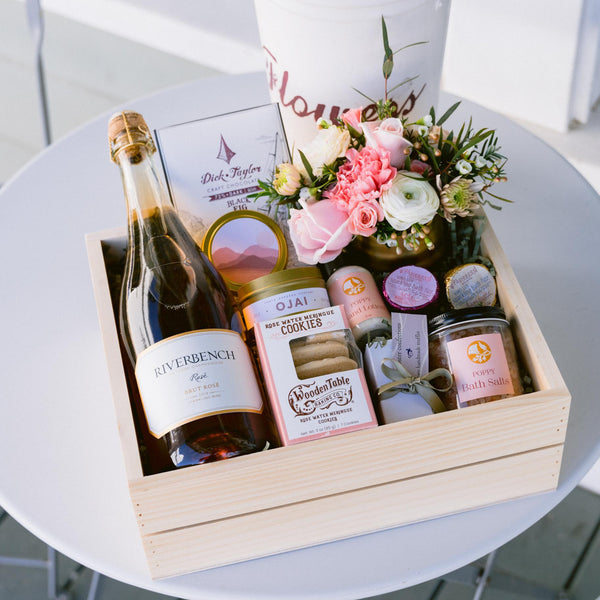 INDULGENT ROSÉ GIFT BOX on front porch
