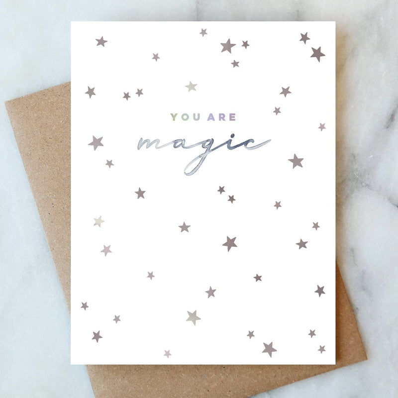 Single card with "You are magic" printed on the front surrounded by small stars.