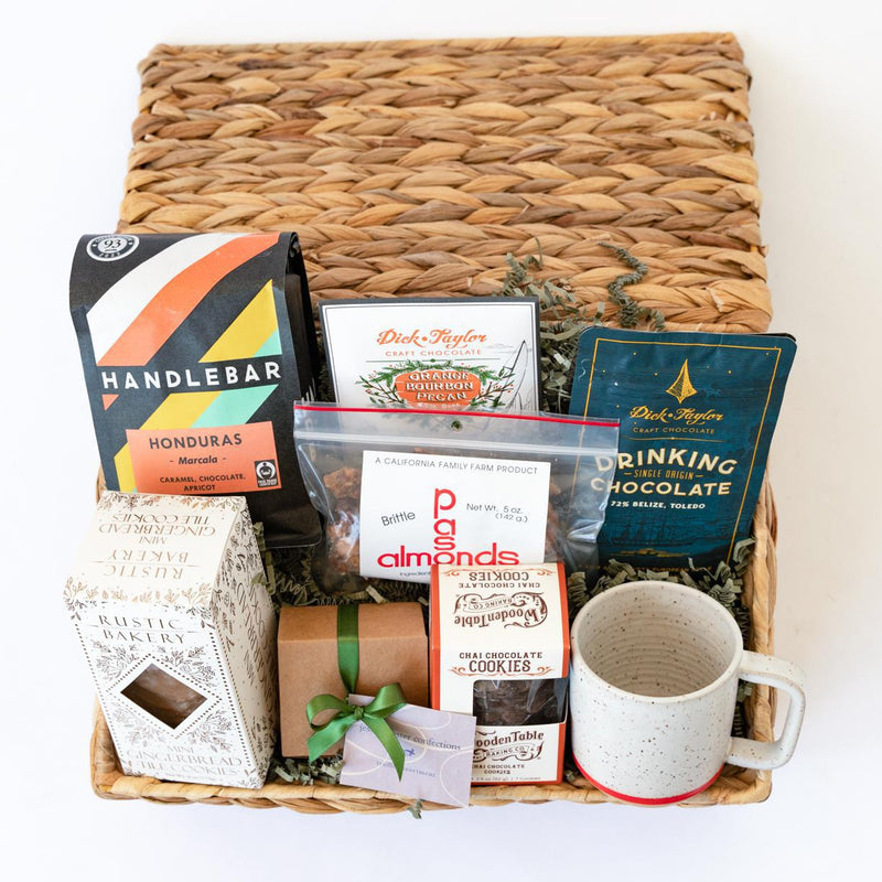 Merry Holiday Treats with Cozy Mug Gift Basket