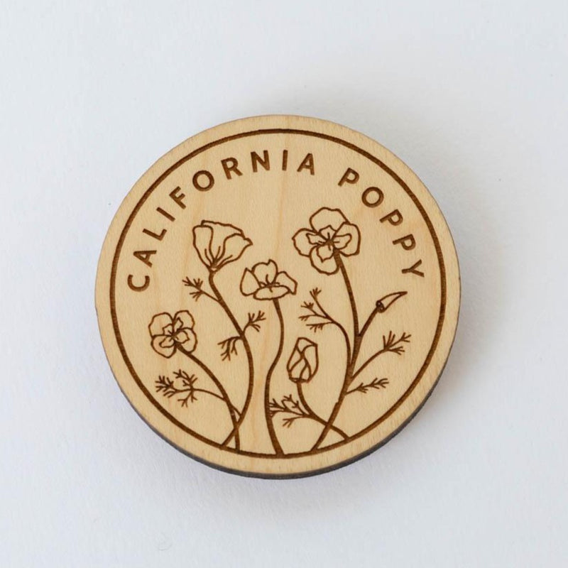 California Poppy Wood Magnet