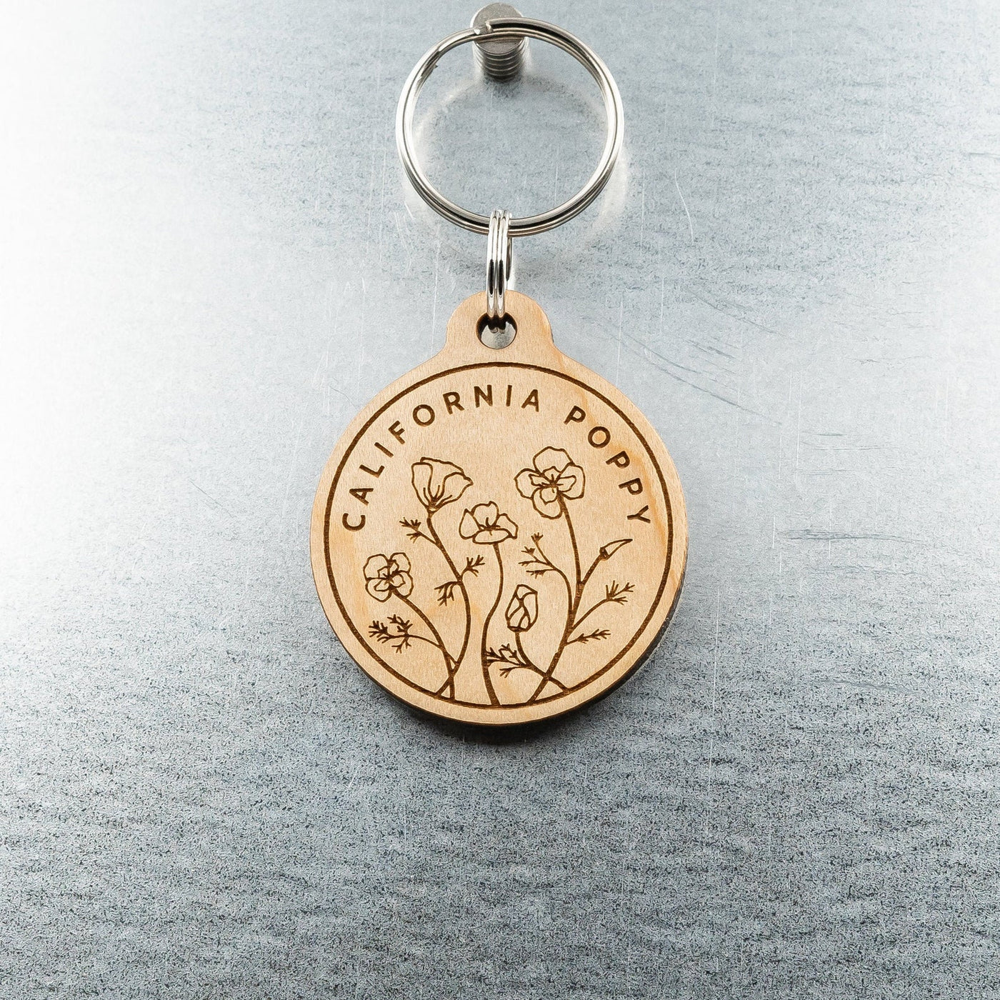 California Poppy Wood Keychain – Santa Barbara Company