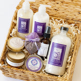 Santa Barbara lavender products tucked into a water hyacinth lidded box