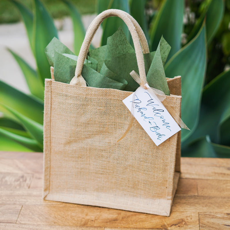Simple Jute Tote with Calligraphy Presentation (Minimum of 24)
