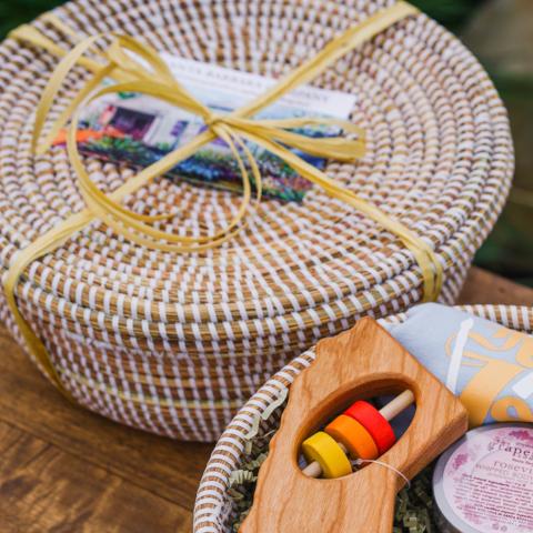 Round African Basket with a Lid