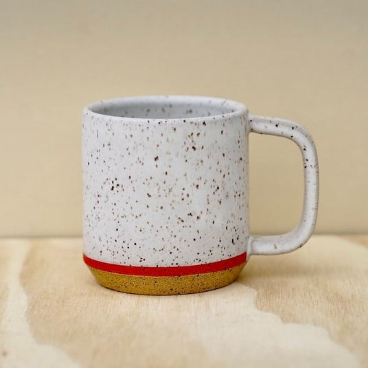 Red Stripe Speckled Mug by Klapp Ceramics