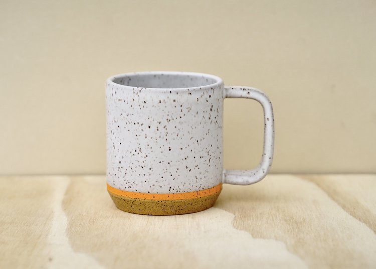 Orange Stripe Speckled Mug by Klapp Ceramics