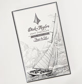 A bean-to-bar chocolate bar with a sailboat illustration, labeled Dick Taylor Fleur de Sel Chocolate, 73% dark with Guatemalan sea salt. Net weight: 57g (2 oz).