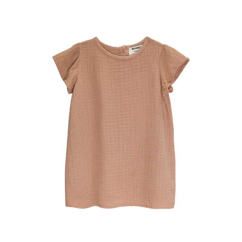 Organic Cotton Toddler Gauze Flutter Dress (Made in California)