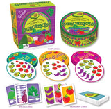 Guacamole! Matching Game includes a box, round tin, colorful recipe discs, ingredient and special cards. Enjoy matching avocados, tomatoes, chili peppers, onions, and cilantro in this fun illustrated ingredient game.