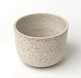 The Handmade Klapp Ceramic Planter, a round off-white ceramic bowl with a brown speckled pattern and slightly rough texture, locally made by Atlas Klapp Ceramics in Santa Barbara, is shown on a white background.