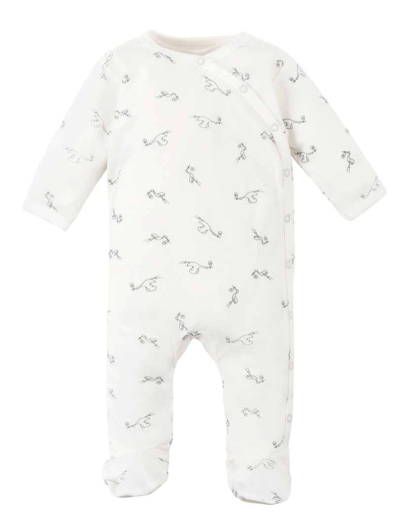 Stork Side Snap Footie in Organic Cotton