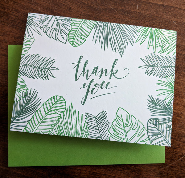 Green Leaf Thank You Cards