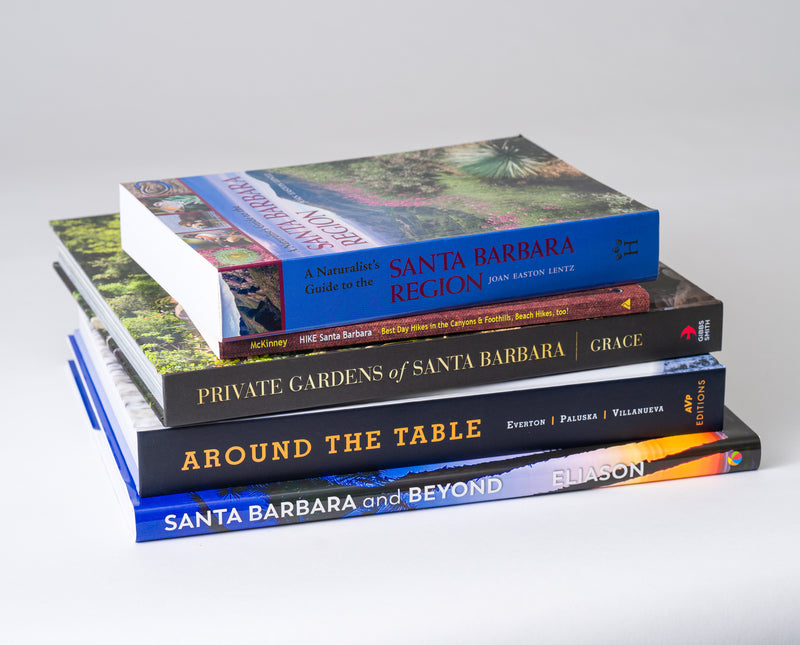 Stack of local Santa Barbara books