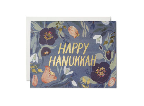 Happy Hanukkah Flowers Note Card