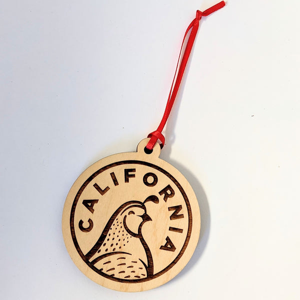 California Quail Wood Ornament