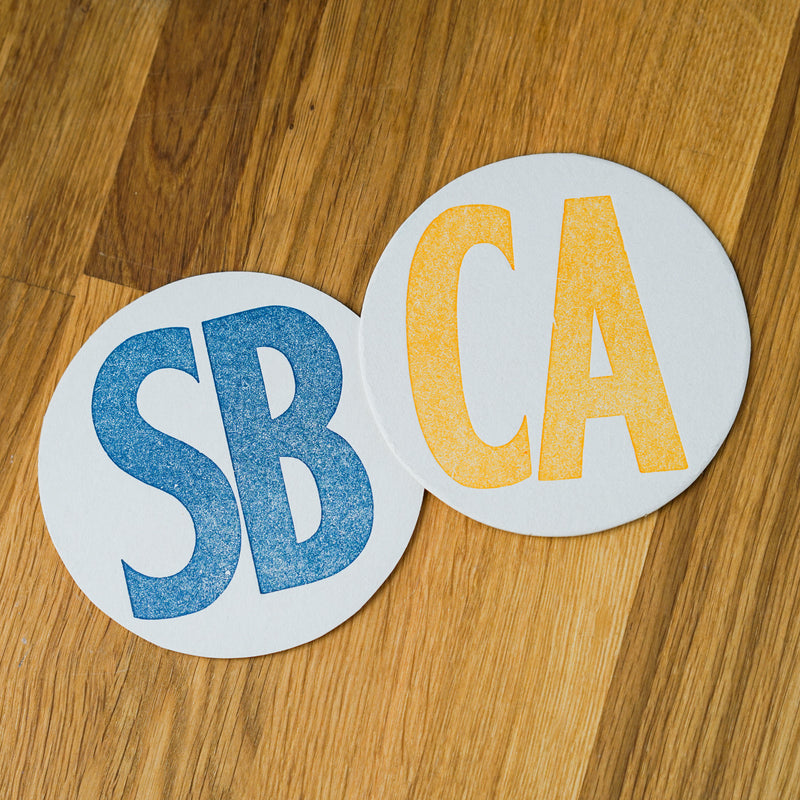 SB CA Letterpress Coasters Coasters & Trivets - Folio Press, The Santa Barbara Company