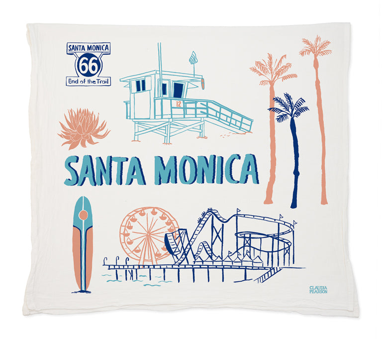 Santa Monica Tea Towel