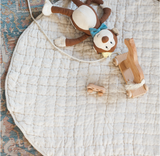 Stone Washed Linen Quilted Play Mat: Natural Chambray (Fair Trade)