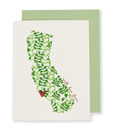 With Love From Santa Barbara, California Card—letterpress, green leaves, heart by LA, printed in Santa Barbara.
