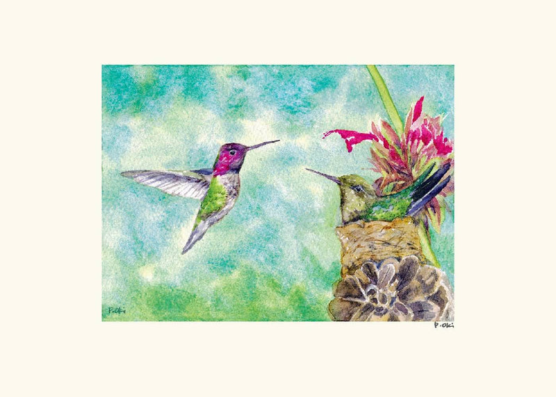 A Pair of Anna's Hummingbird Note Card