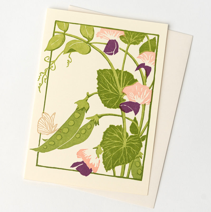 Sweet Pea Floral Letterpress Greeting Card